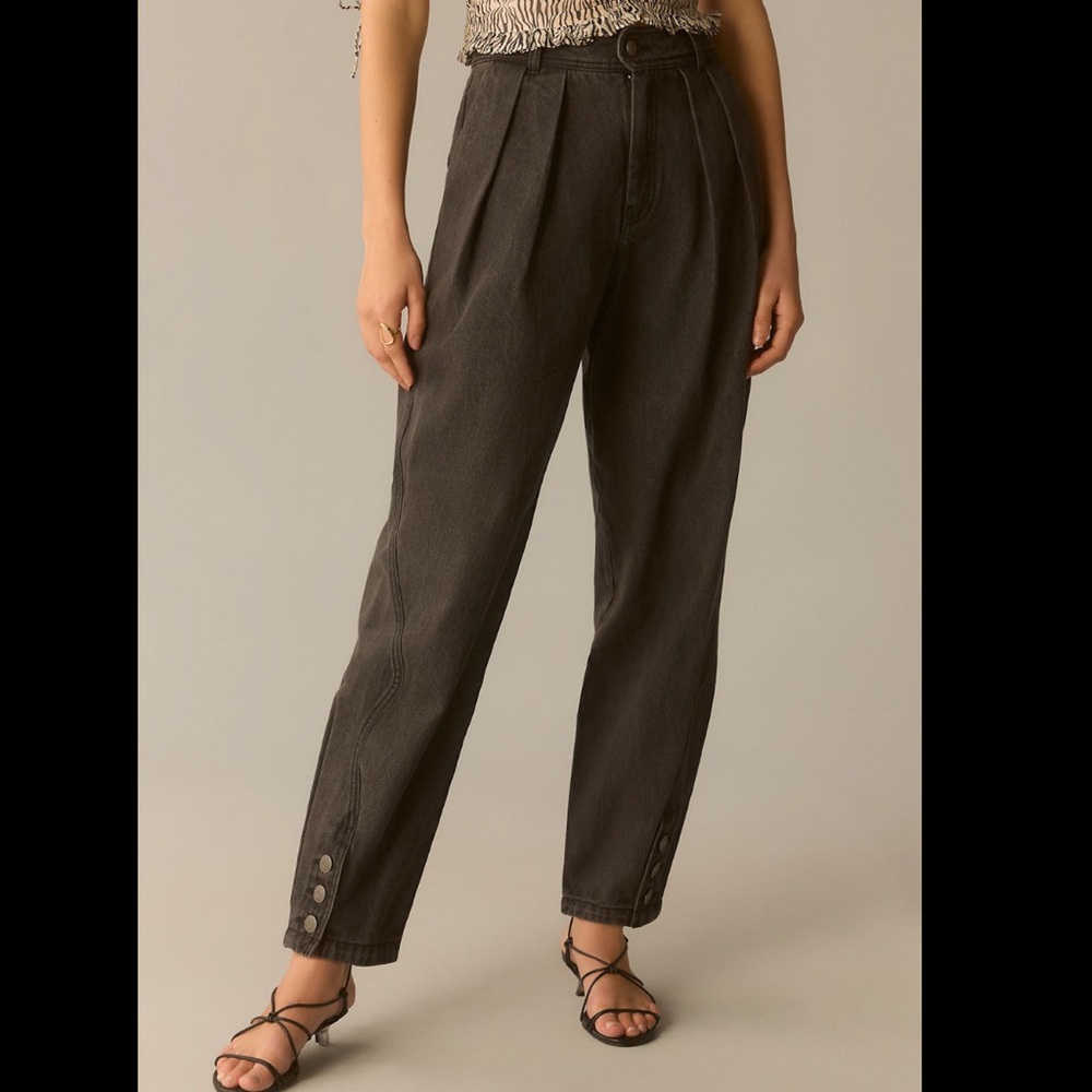 NWT Anthropologie Magali Pascal Emmeline Jeans Off Black Barrel